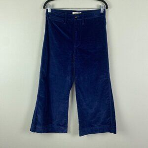 Madewell Emmett Wide Leg Crop Pants in Velveteen Blue Size 28P